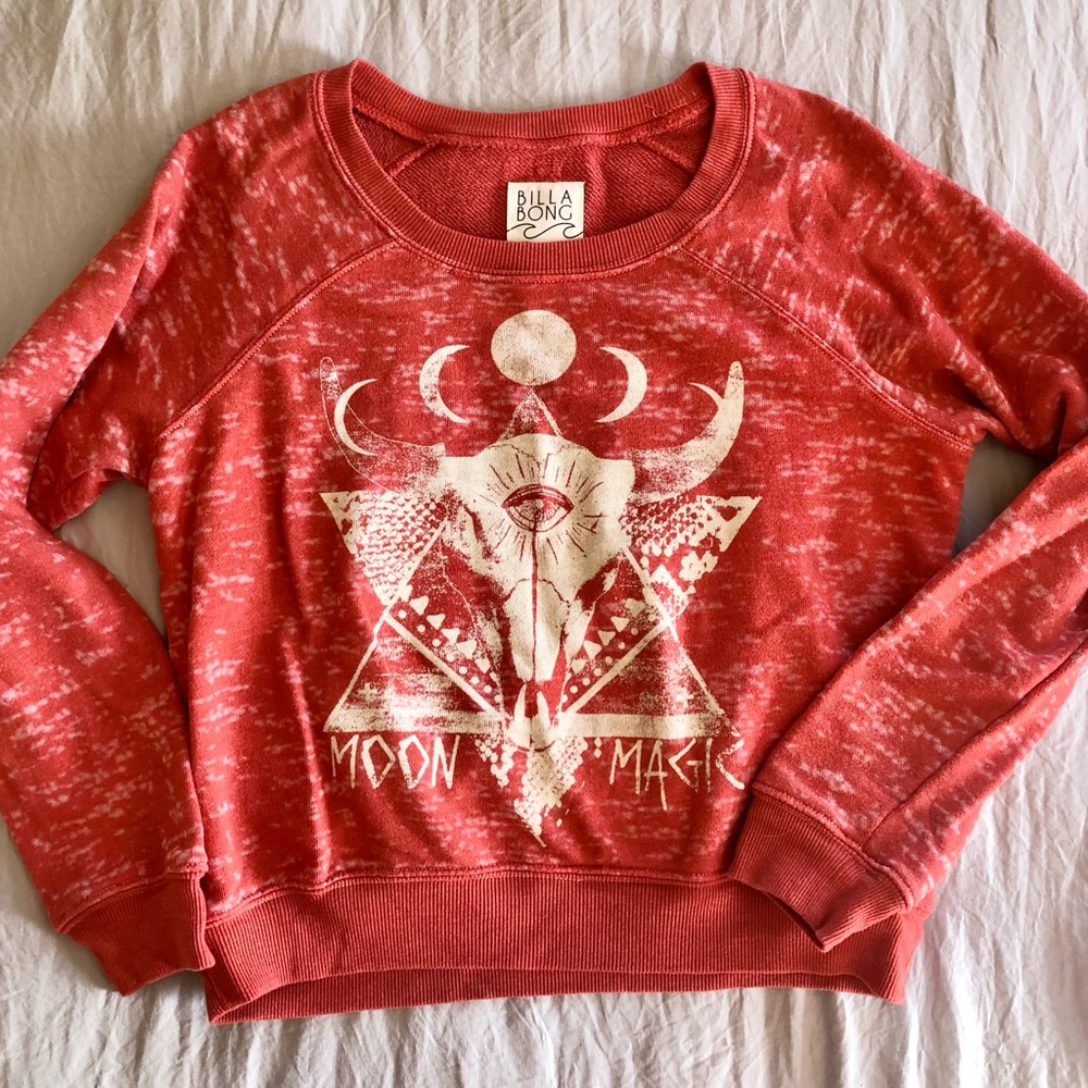 Billabong Red Distressed 'Moon Magic' Graphic Sweatshirt